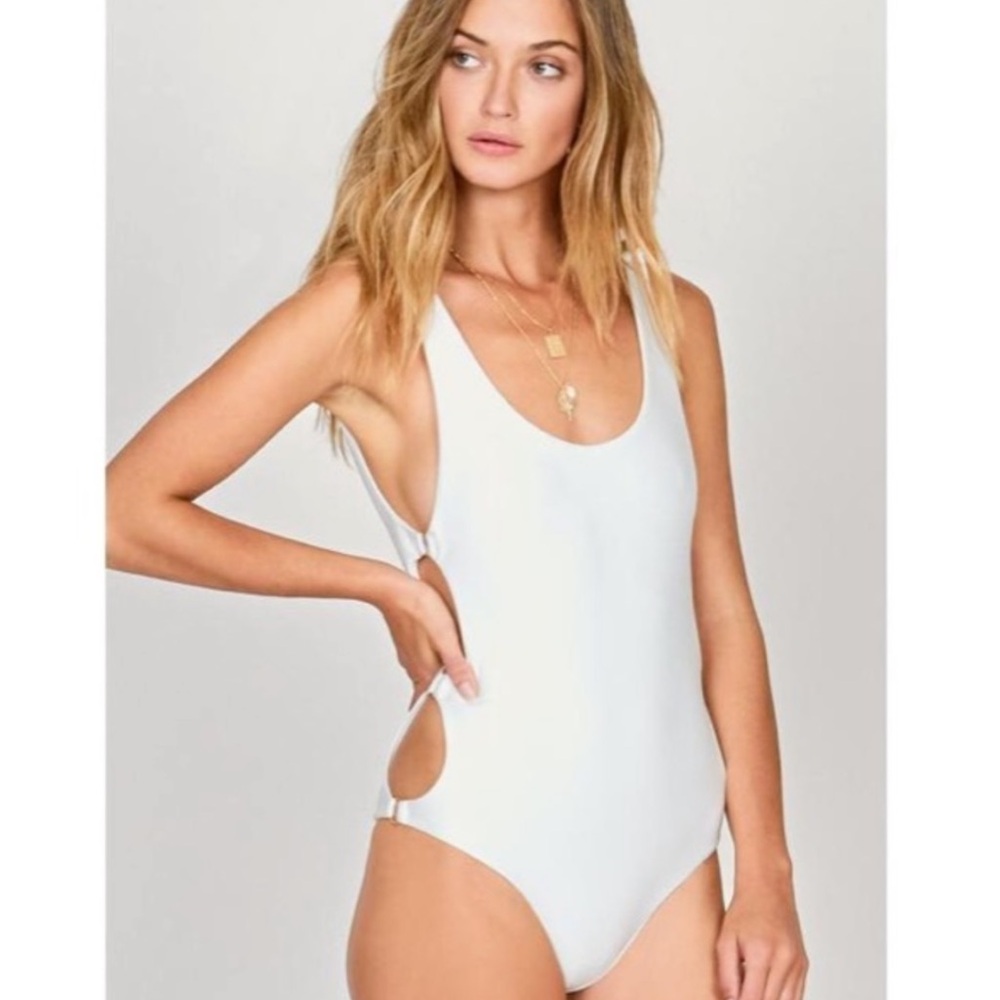 NWT Amuse Society Estelle white one piece swimsuit with cutouts